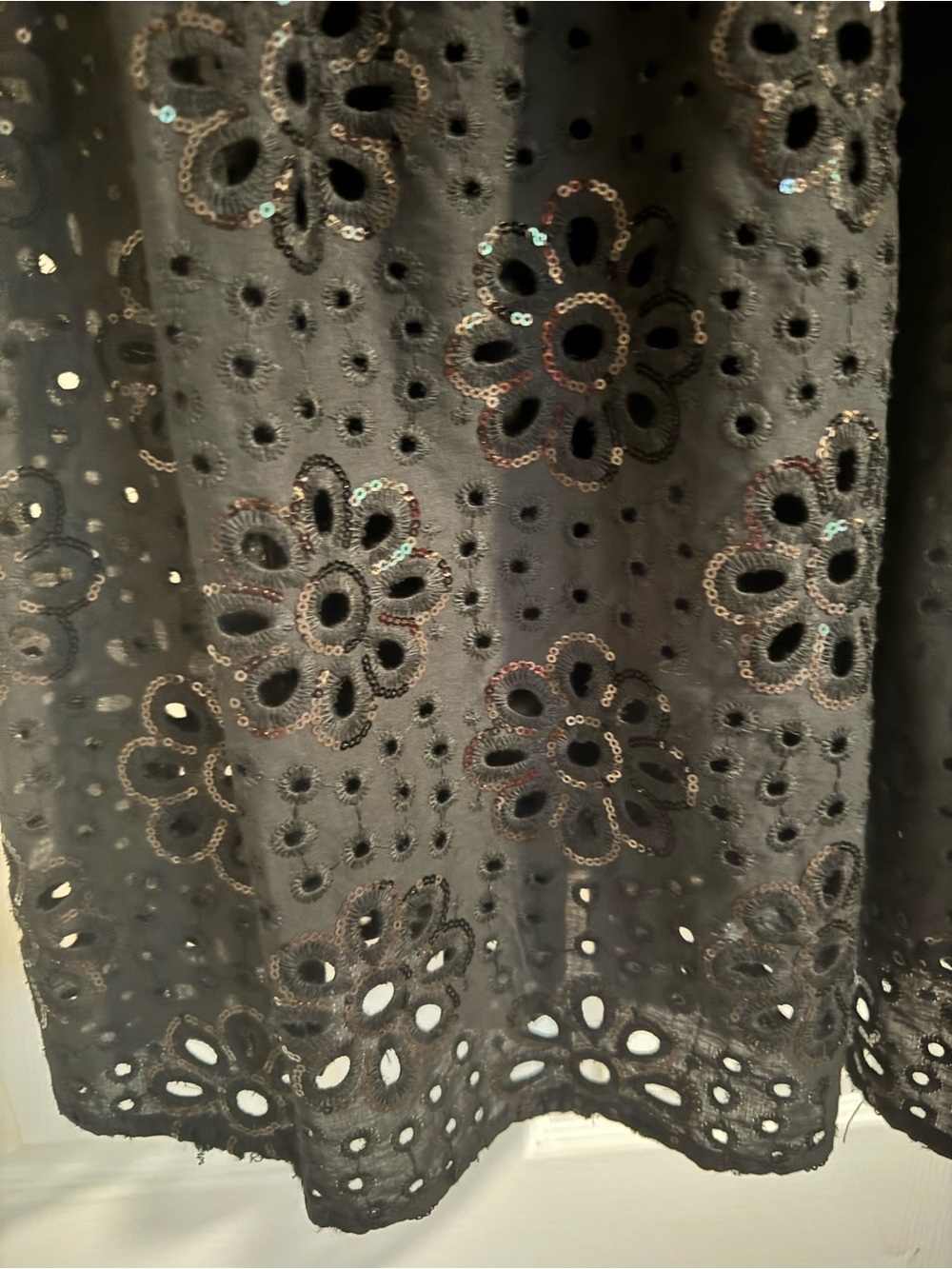 Desigual Black Eyelet Sequin Leah Midi Dress with Striped Straps Sz L US 10 - Picture 13 of 16